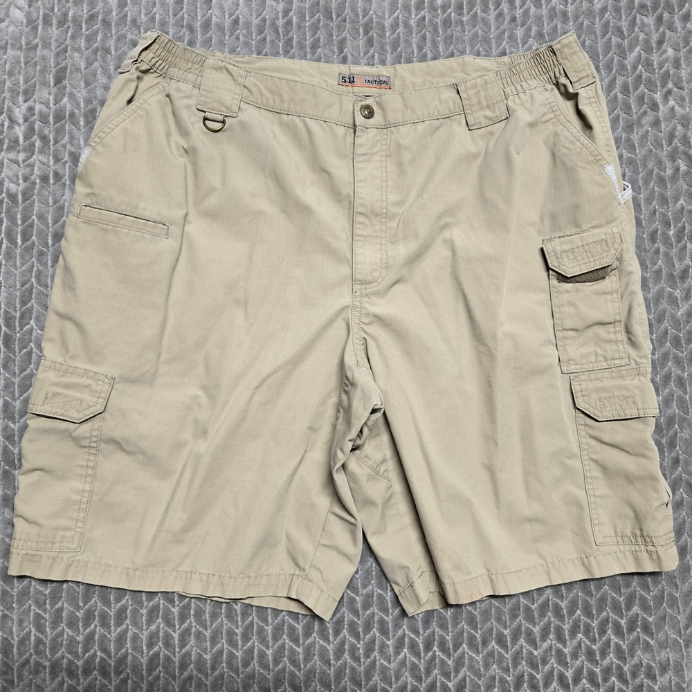 5.11 Tactical Taclite Men Tan Khaki Ripstop Cargo Shorts Size 44 Elastic Waist